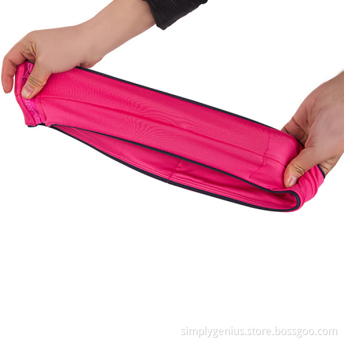 Invisible large capacity running flip waist belt fits for phone, card, keys w/ 3 pockets